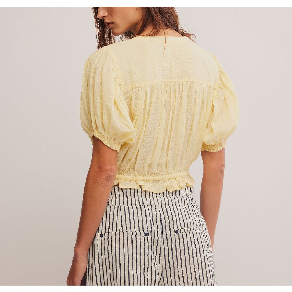 🎉LAST CHANCE🎉 FREE PEOPLE Little Cloud Shirt / Banana Cream - Picture 3 of 6